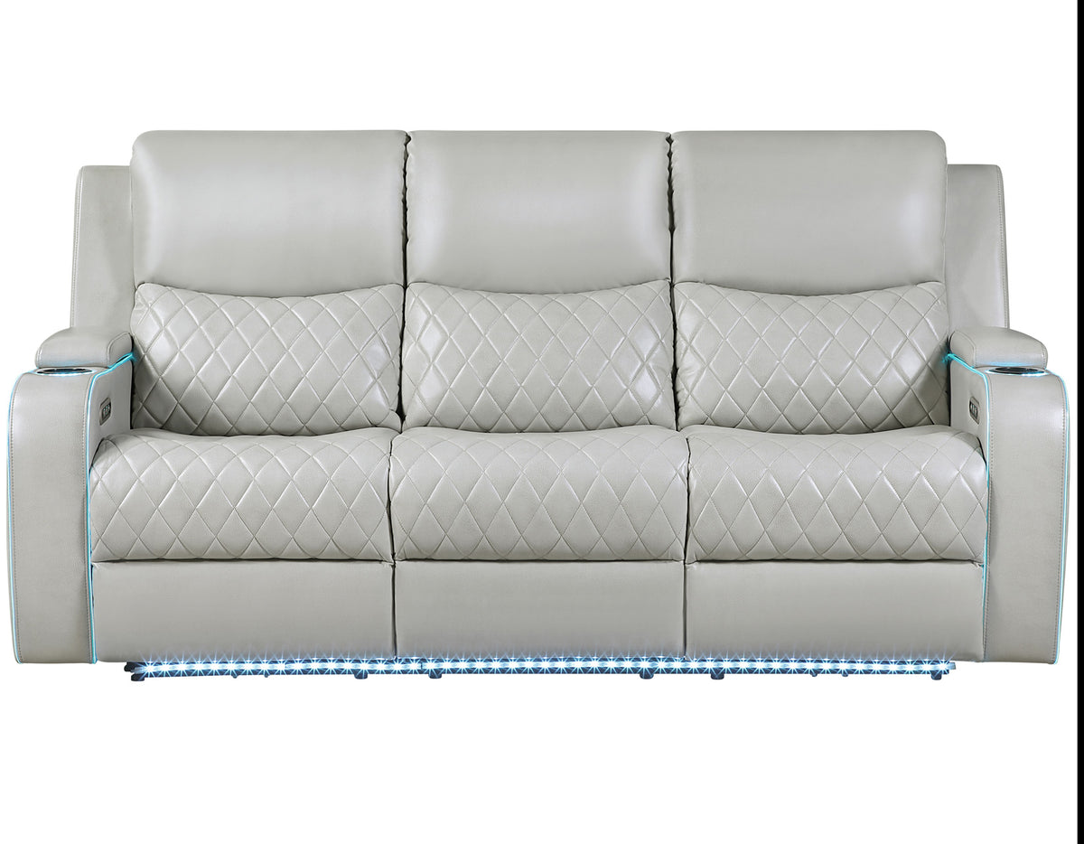 Luna Home Cinema Power Reclining Sofa, Ice Vegan Leather from Steve Silver - Luna Furniture