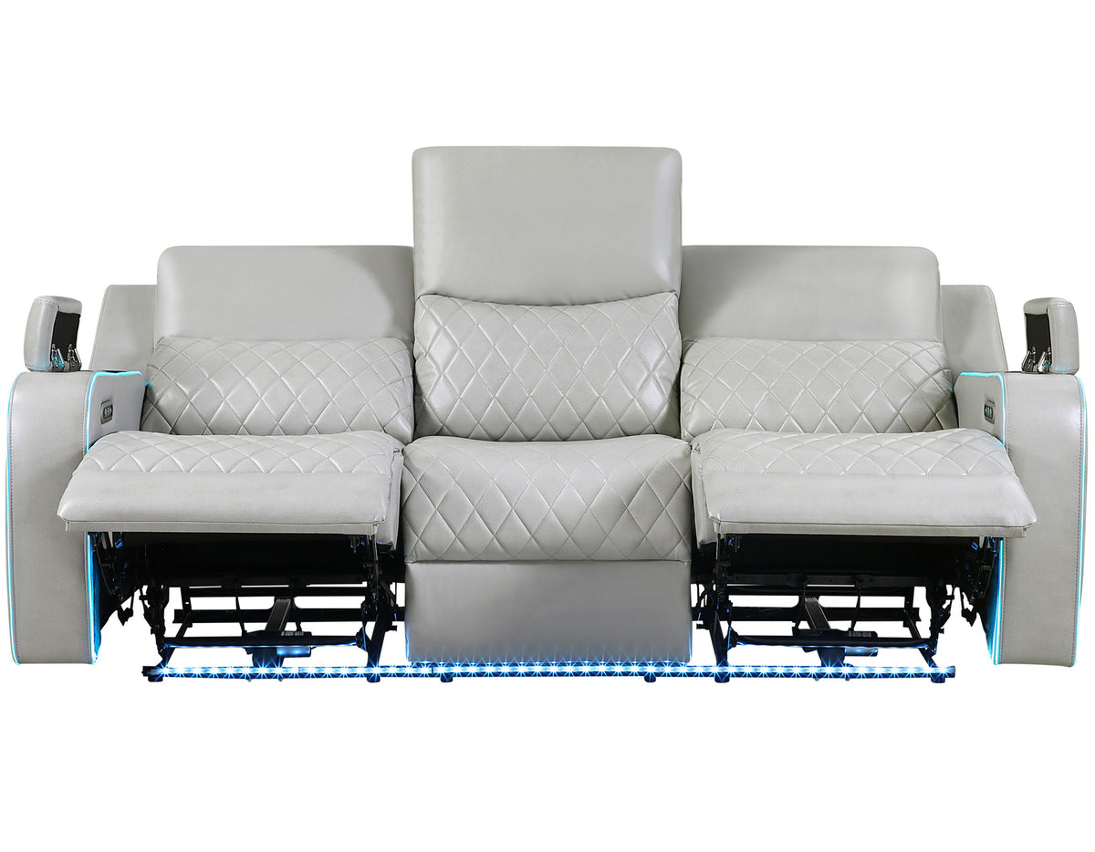 Luna Home Cinema Power Reclining Sofa, Ice Vegan Leather from Steve Silver - Luna Furniture