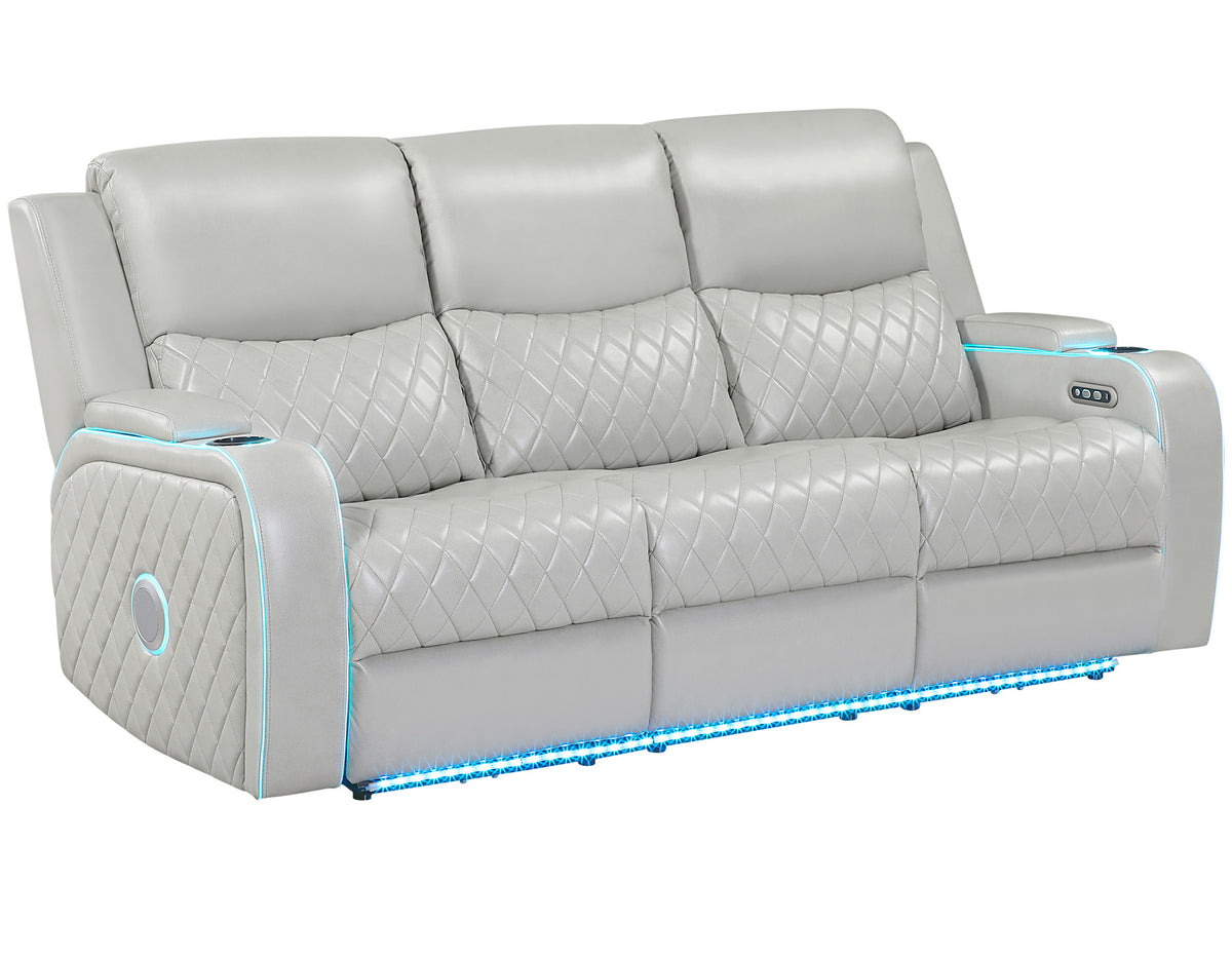 Luna Home Cinema Power Reclining Sofa, Ice Vegan Leather from Steve Silver - Luna Furniture