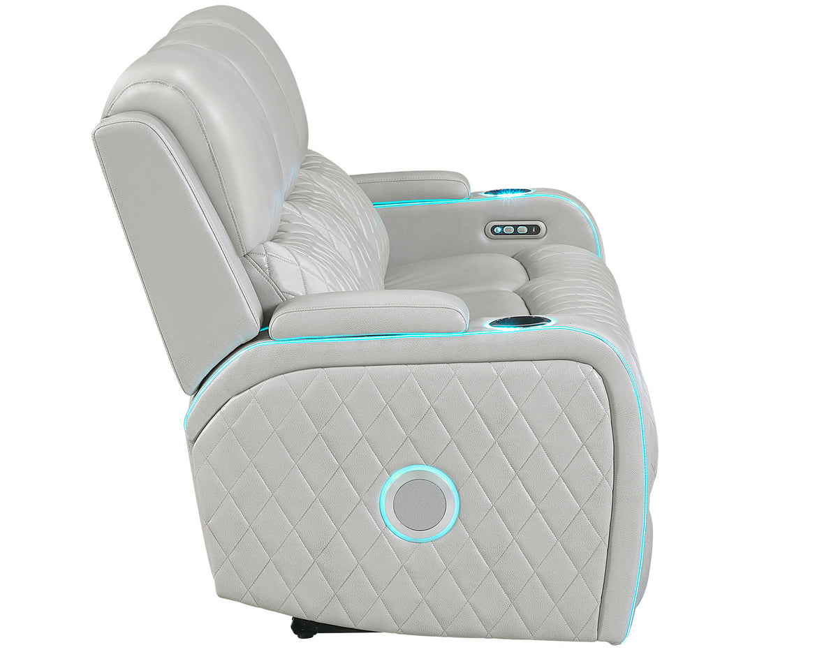 Luna Home Cinema Power Reclining Sofa, Ice Vegan Leather from Steve Silver - Luna Furniture