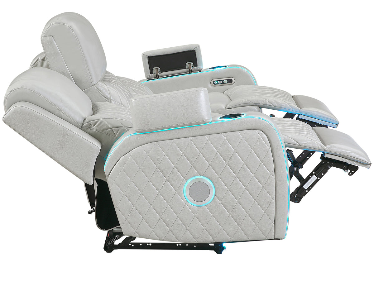 Luna Home Cinema Power Reclining Sofa, Ice Vegan Leather from Steve Silver - Luna Furniture