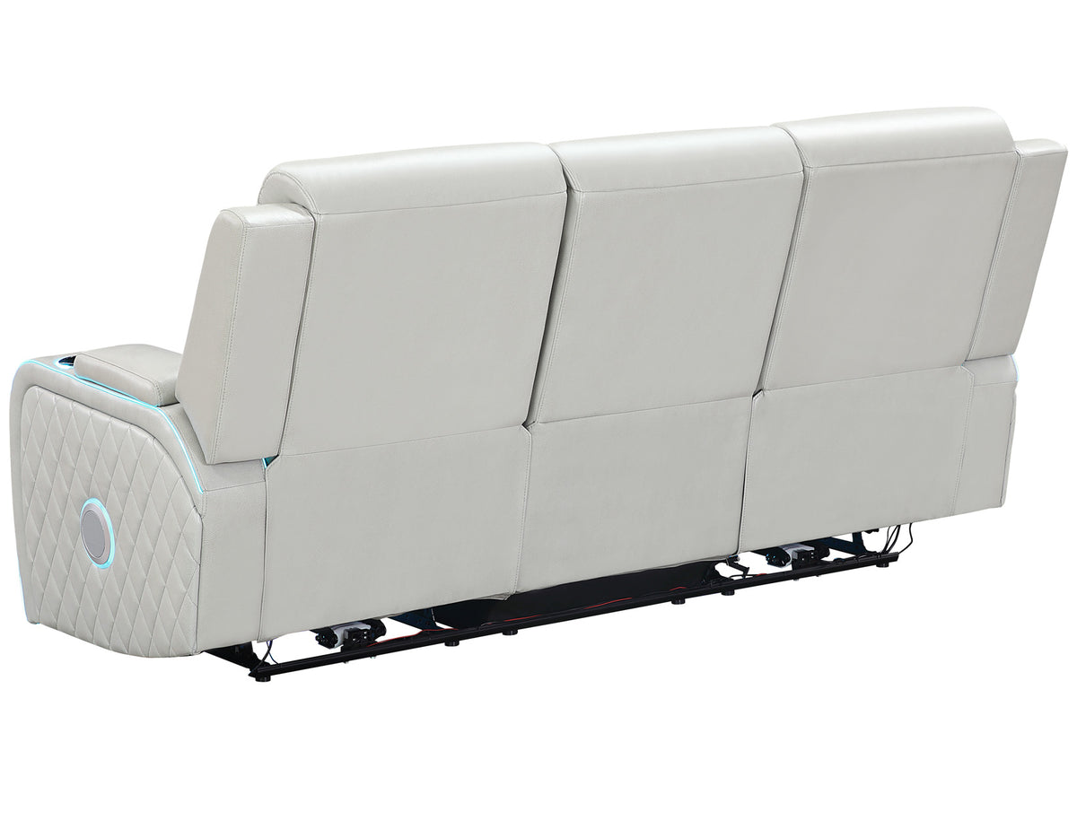Luna 3-Piece Home Cinema Power Reclining Set, Ice Vegan Leather from Steve Silver - Luna Furniture