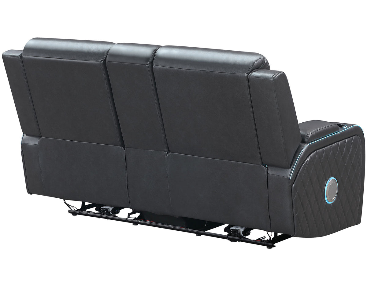 Luna Home Cinema Power Reclining Console Loveseat, Charcoal Vegan Leather from Steve Silver - Luna Furniture