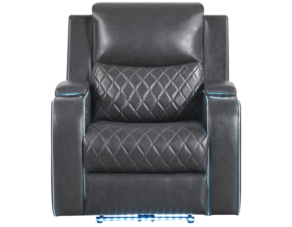Luna Home Cinema Power Recliner, Charcoal Vegan Leather from Steve Silver - Luna Furniture
