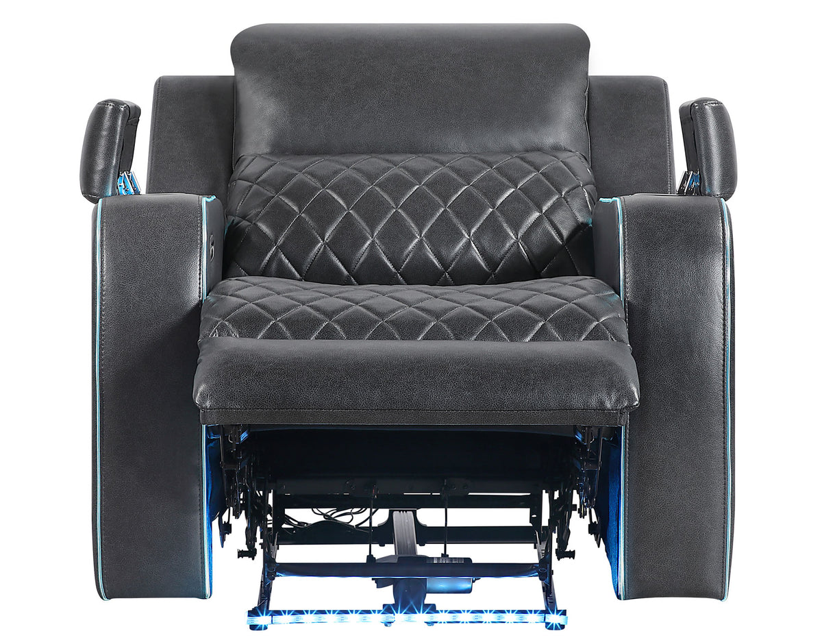 Luna Home Cinema Power Recliner, Charcoal Vegan Leather from Steve Silver - Luna Furniture