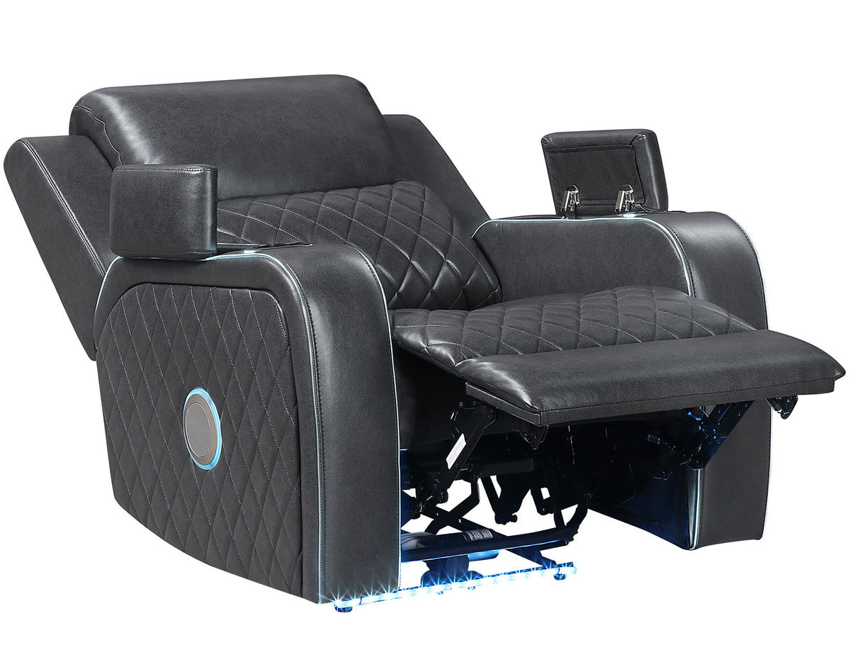 Luna Home Cinema Power Recliner, Charcoal Vegan Leather from Steve Silver - Luna Furniture