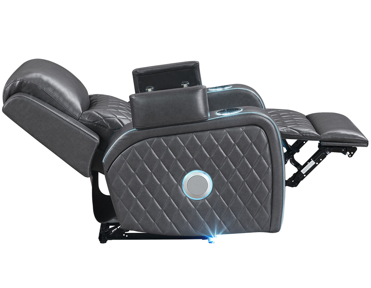 Luna Home Cinema Power Recliner, Charcoal Vegan Leather from Steve Silver - Luna Furniture