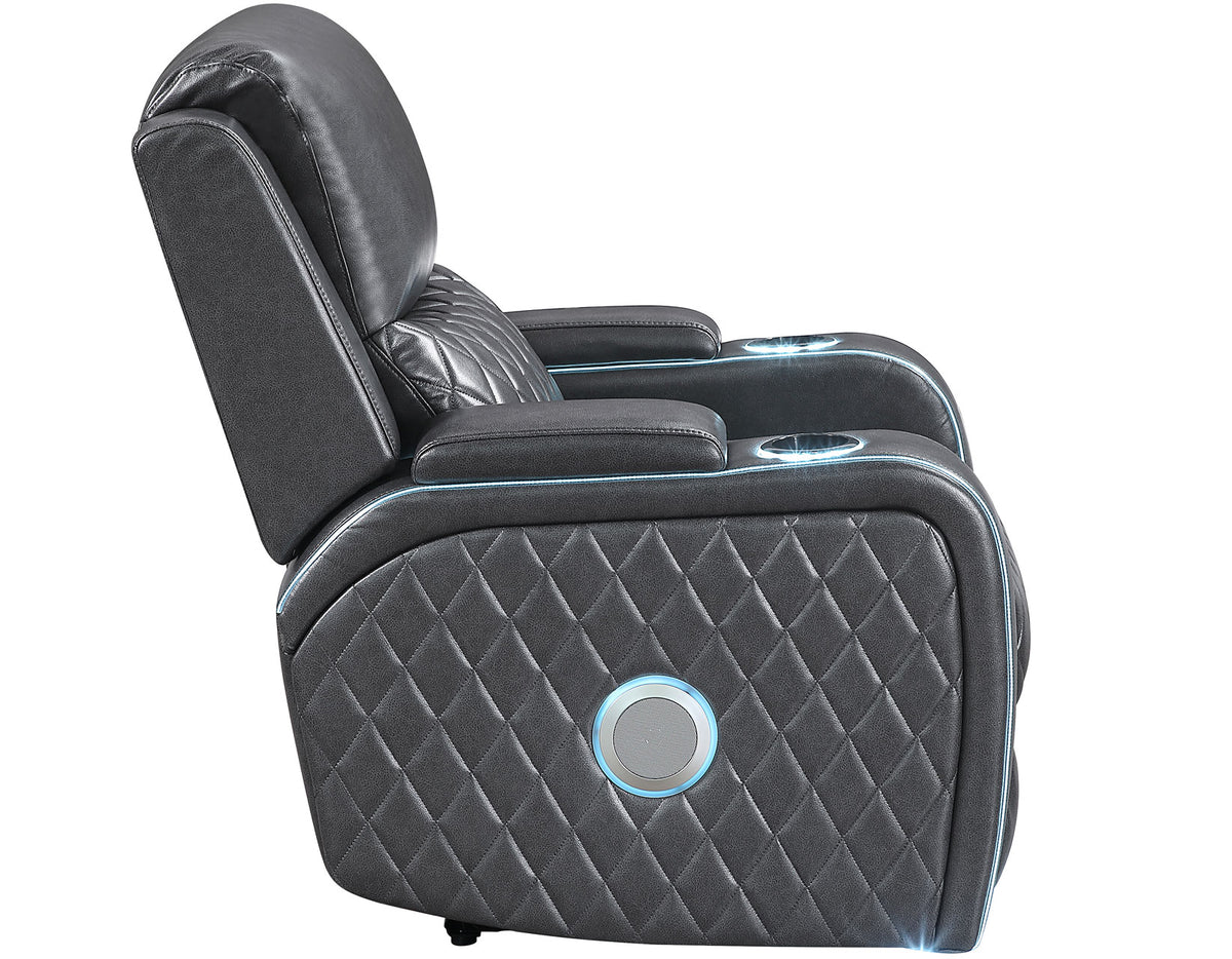 Luna Home Cinema Power Recliner, Charcoal Vegan Leather from Steve Silver - Luna Furniture