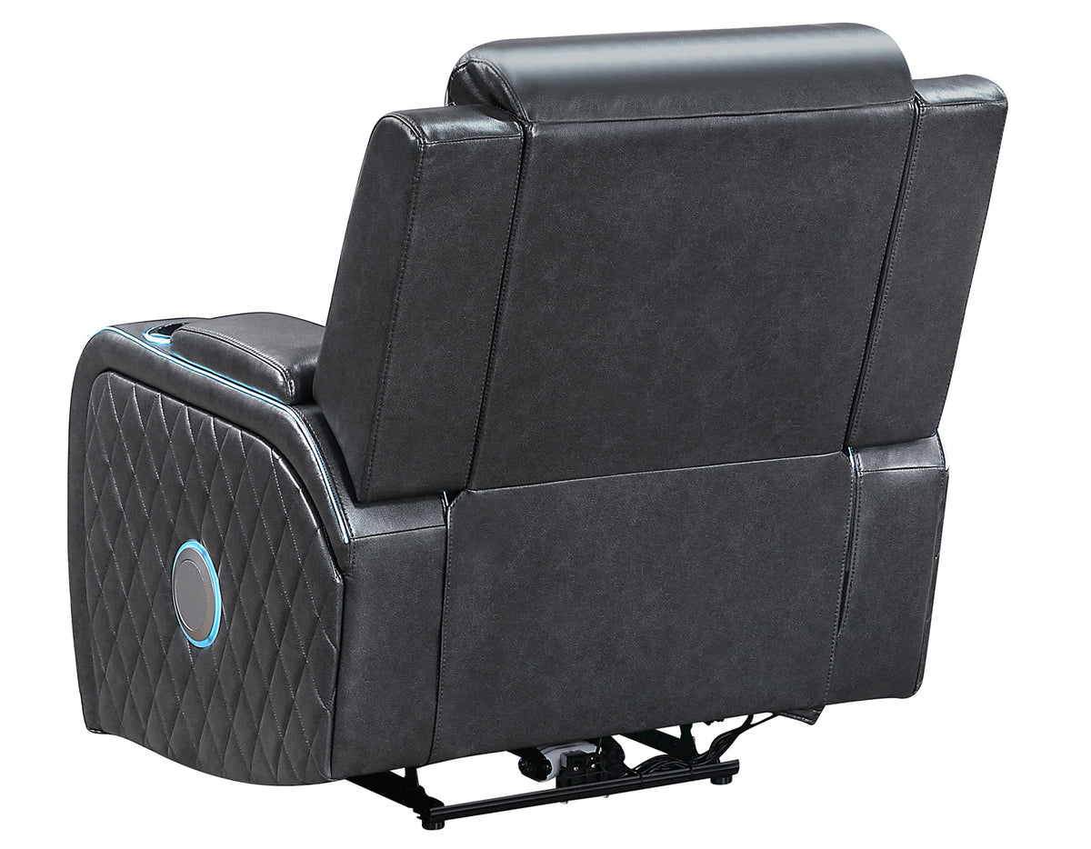 Luna Home Cinema Power Recliner, Charcoal Vegan Leather from Steve Silver - Luna Furniture