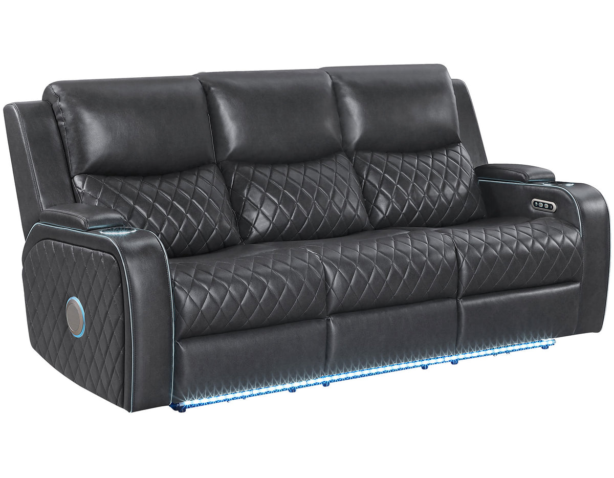 Luna Home Cinema Power Reclining Sofa, Charcoal Vegan Leather from Steve Silver - Luna Furniture