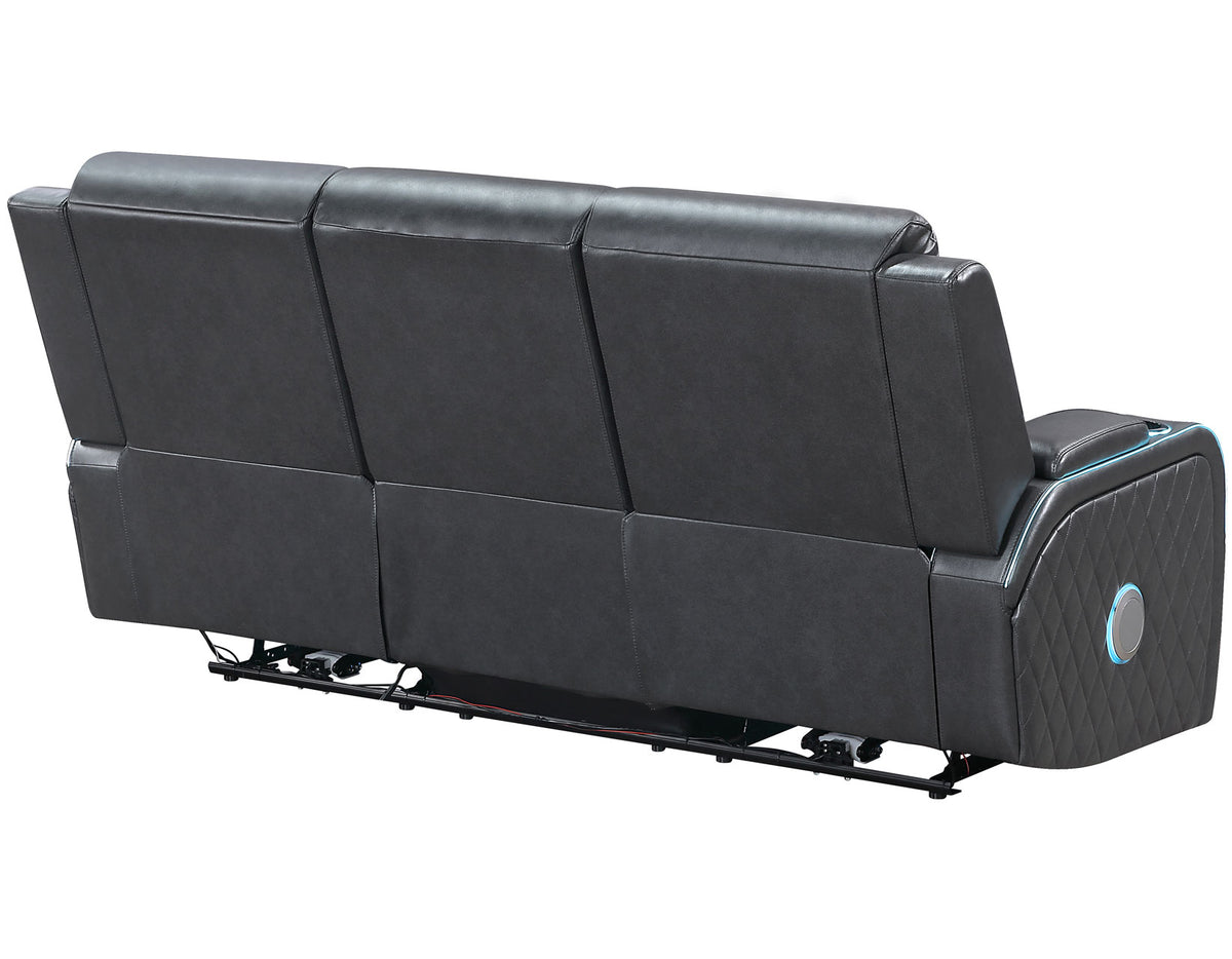 Luna Home Cinema Power Reclining Sofa, Charcoal Vegan Leather from Steve Silver - Luna Furniture