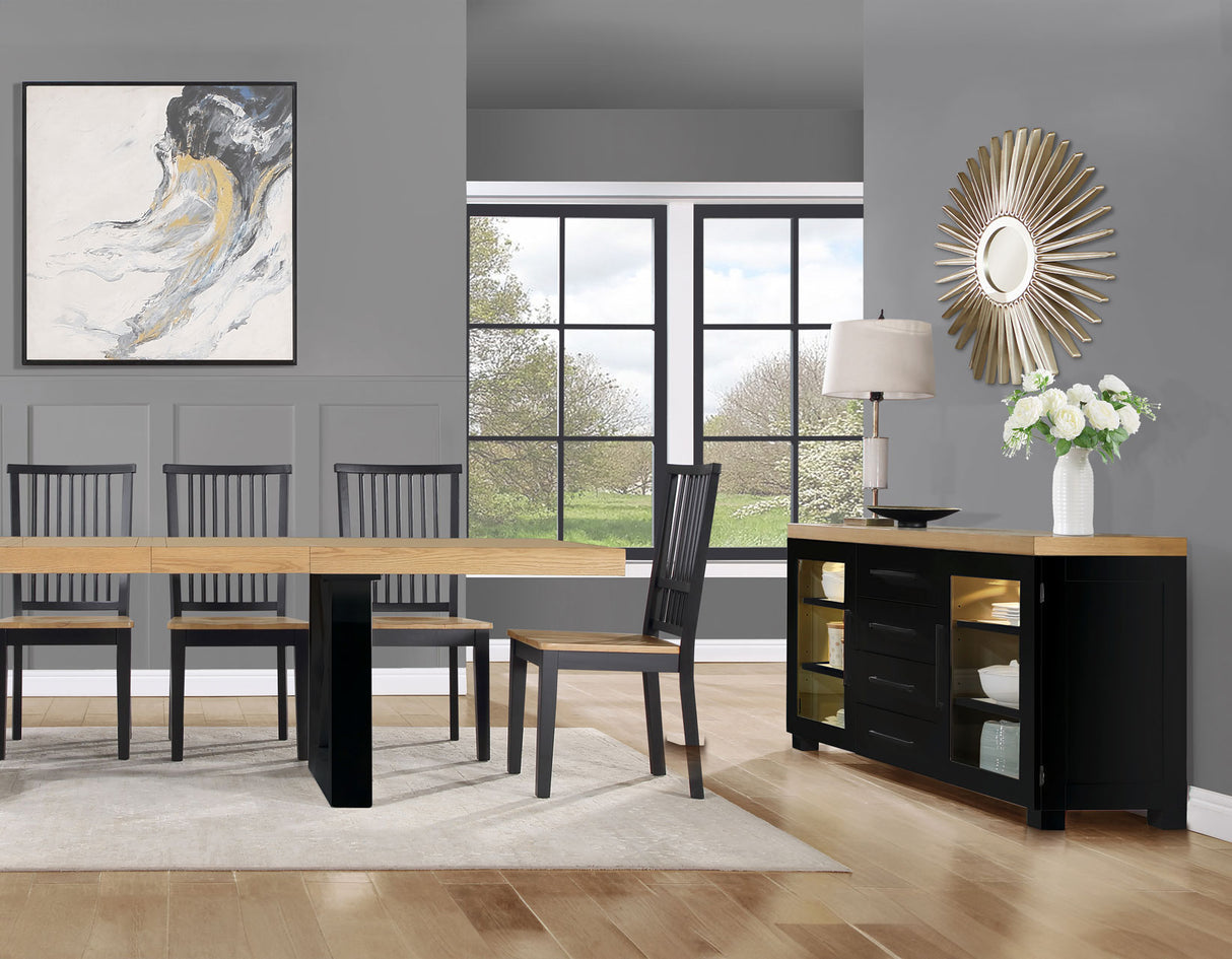 Magnolia 72-108-inch Table, Black Base from Steve Silver - Luna Furniture