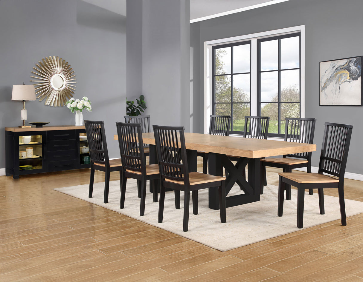 Magnolia 72-108-inch Table, Black Base from Steve Silver - Luna Furniture