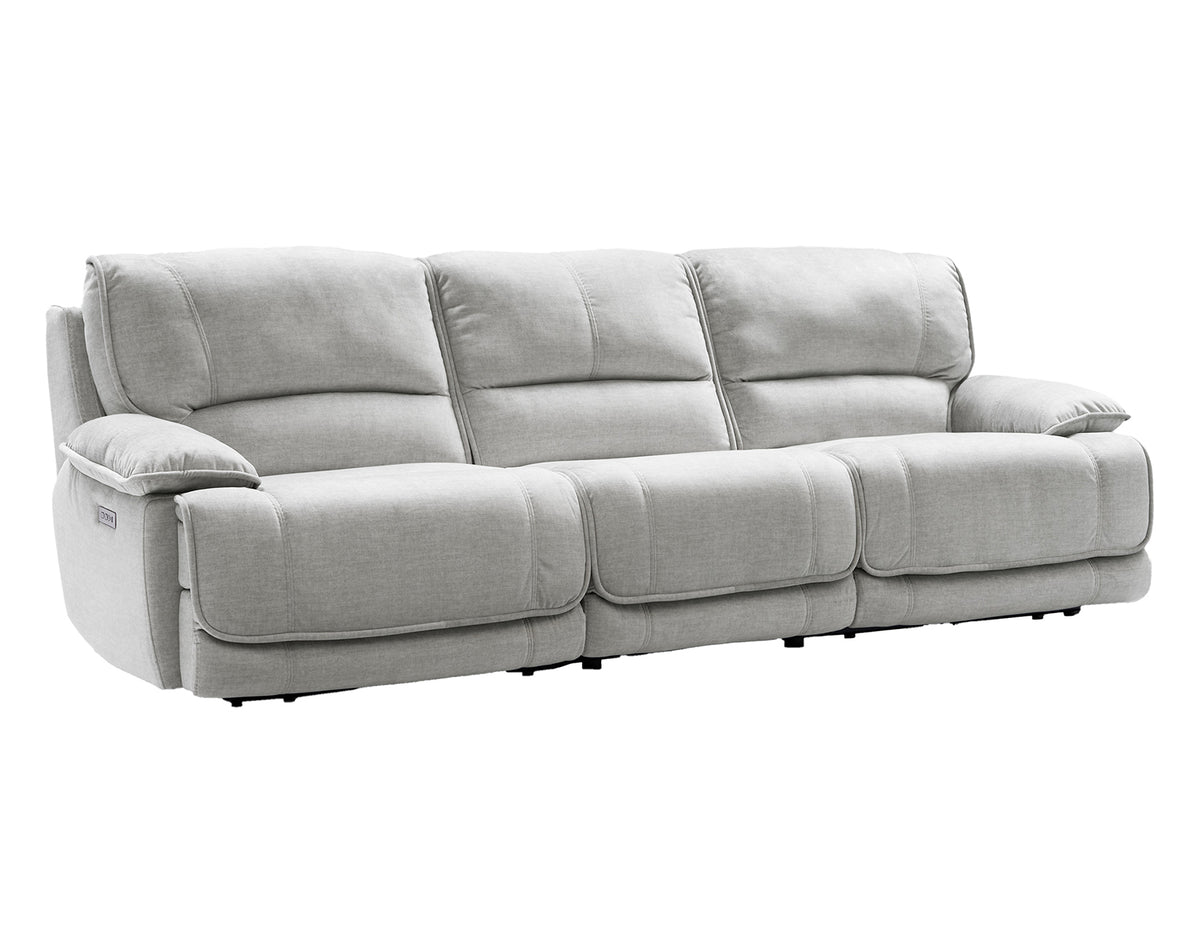 Olsen 3-Piece Dual-Power Reclining Set, Silver – Sofa, Loveseat, Recliner from Steve Silver - Luna Furniture