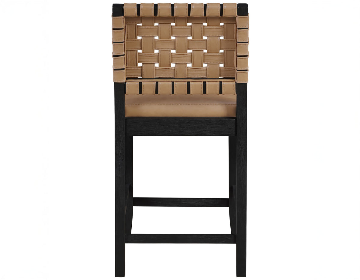 Reid Saddle Brown Camel Vegan Leather 24″ Counter Chair, Black Finish, Set of 2 from Steve Silver - Luna Furniture