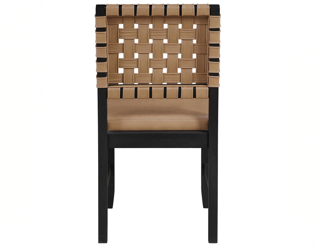 Reid 5-Piece Dining Set, Black Finish with Saddle Brown Vegan Leather from Steve Silver - Luna Furniture
