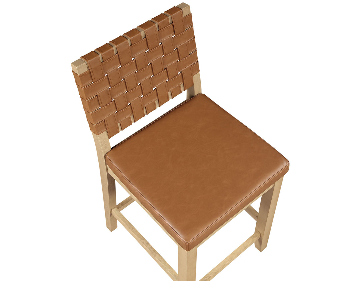 Reid Camel Vegan Leather 30″ Bar Stool, Sand Finish, Set of 2 from Steve Silver - Luna Furniture
