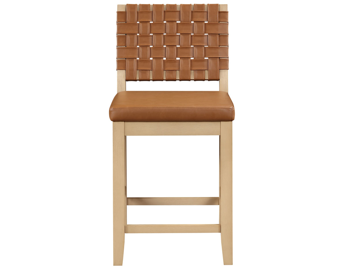 Reid Camel Vegan Leather 30″ Bar Stool, Sand Finish, Set of 2 from Steve Silver - Luna Furniture