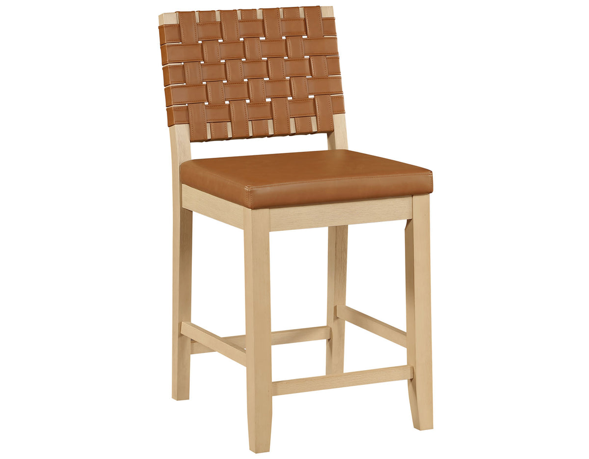 Reid Camel Vegan Leather 30″ Bar Stool, Sand Finish, Set of 2 from Steve Silver - Luna Furniture