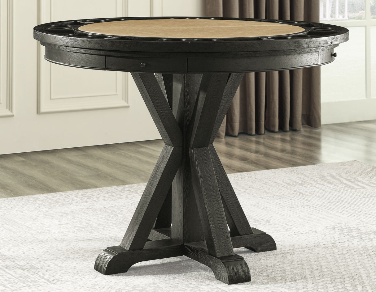 Rylie 6-PIece Counter Game Dining Set, Black Finish from Steve Silver - Luna Furniture