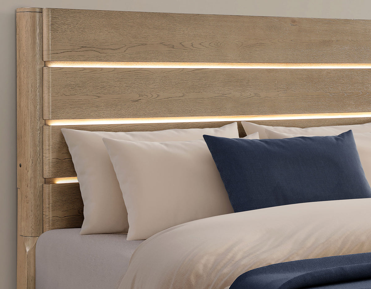 Theo Brown Queen Panel Bed with LED Strips from Steve Silver - Luna Furniture