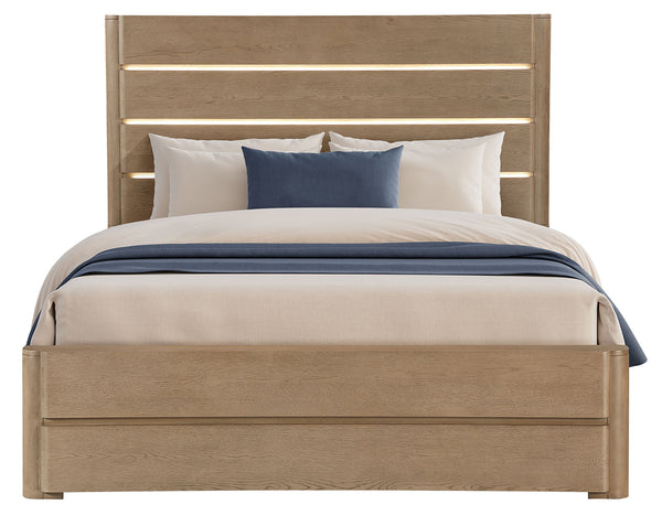 Theo Brown King Panel Bed with LED Strips