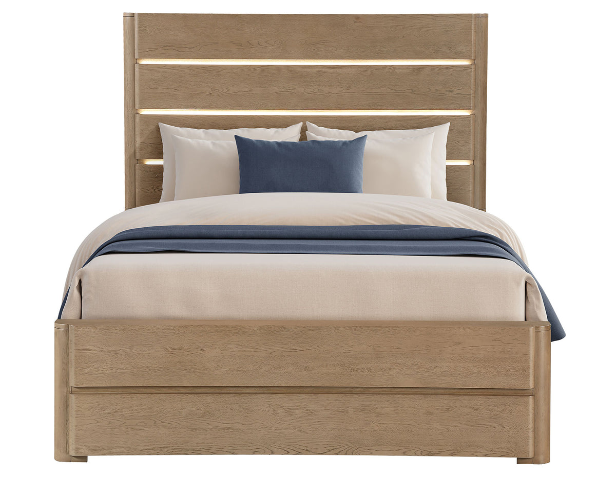 Theo Brown Queen Panel Bed with LED Strips from Steve Silver - Luna Furniture