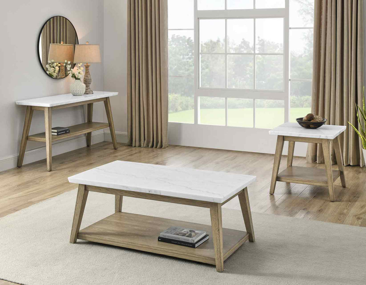 Vida Blonde/White Marble Top End Table from Steve Silver - Luna Furniture