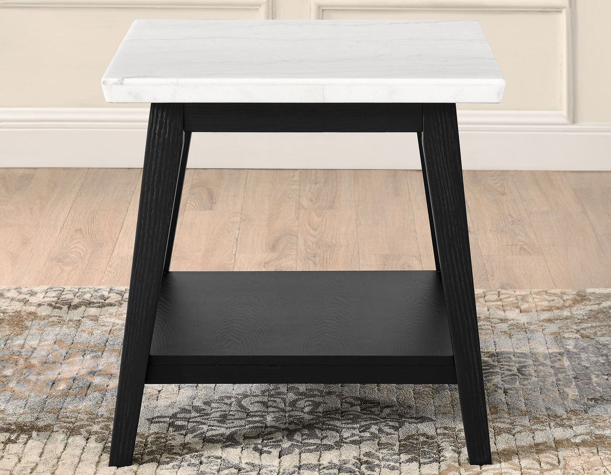 Vida, End Table, White Marble Top, Black from Steve Silver - Luna Furniture