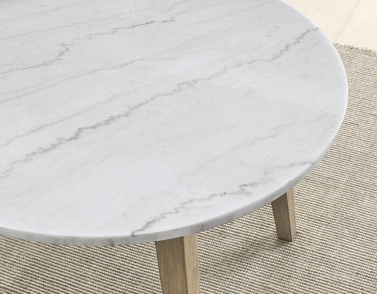 Vida 48″ Round White Marble Dining Table from Steve Silver - Luna Furniture