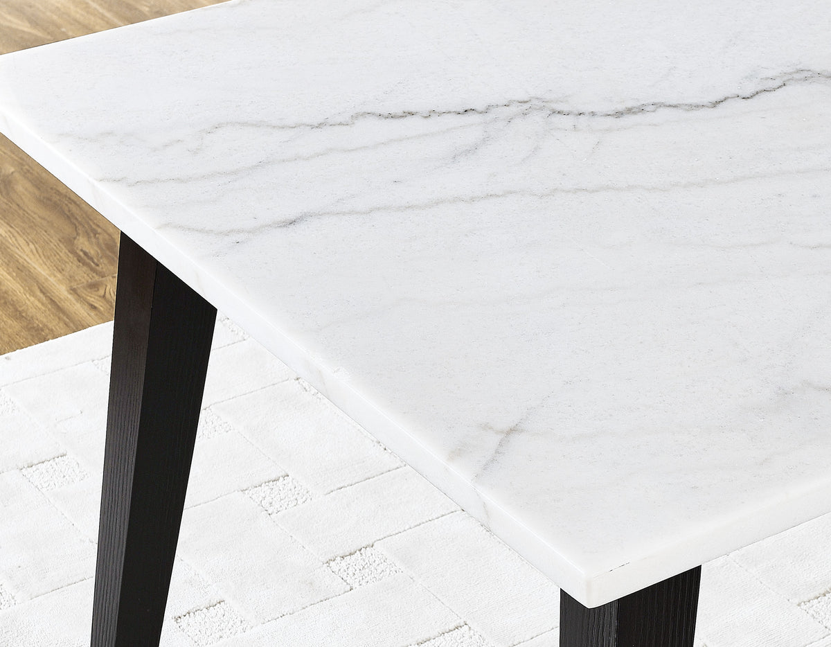 Vida 72″ White Marble Top Dining Table, Black Finish from Steve Silver - Luna Furniture