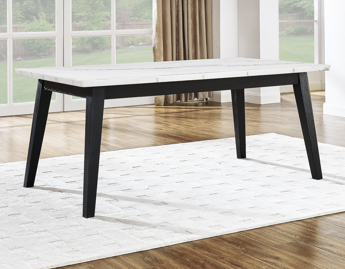 Vida 72″ White Marble Top Dining Table, Black Finish from Steve Silver - Luna Furniture
