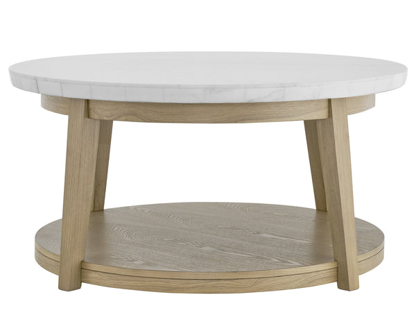 Vida, Round 36″ Cocktail Table, White Marble Top, Castered