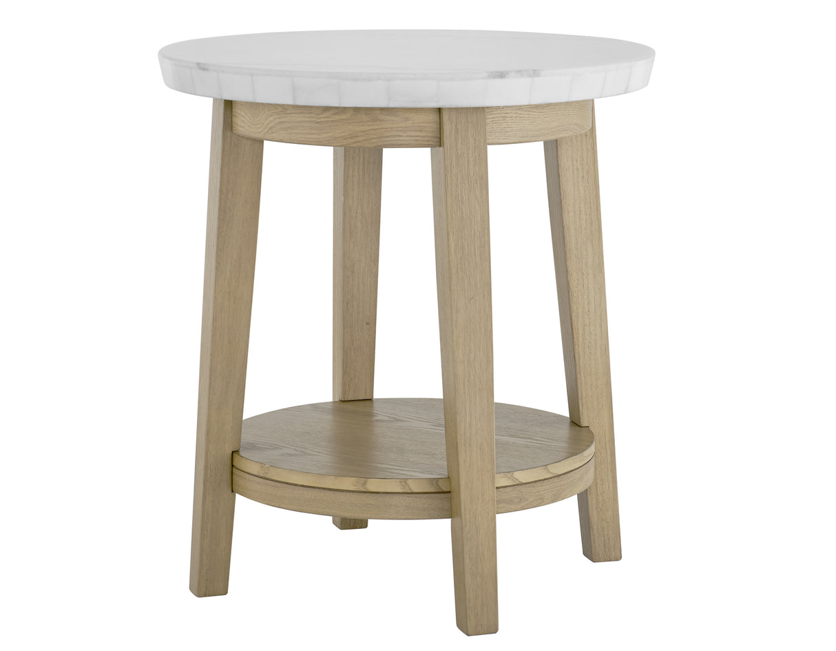 Vida, 22″ Round End Table, White Marble Top from Steve Silver - Luna Furniture