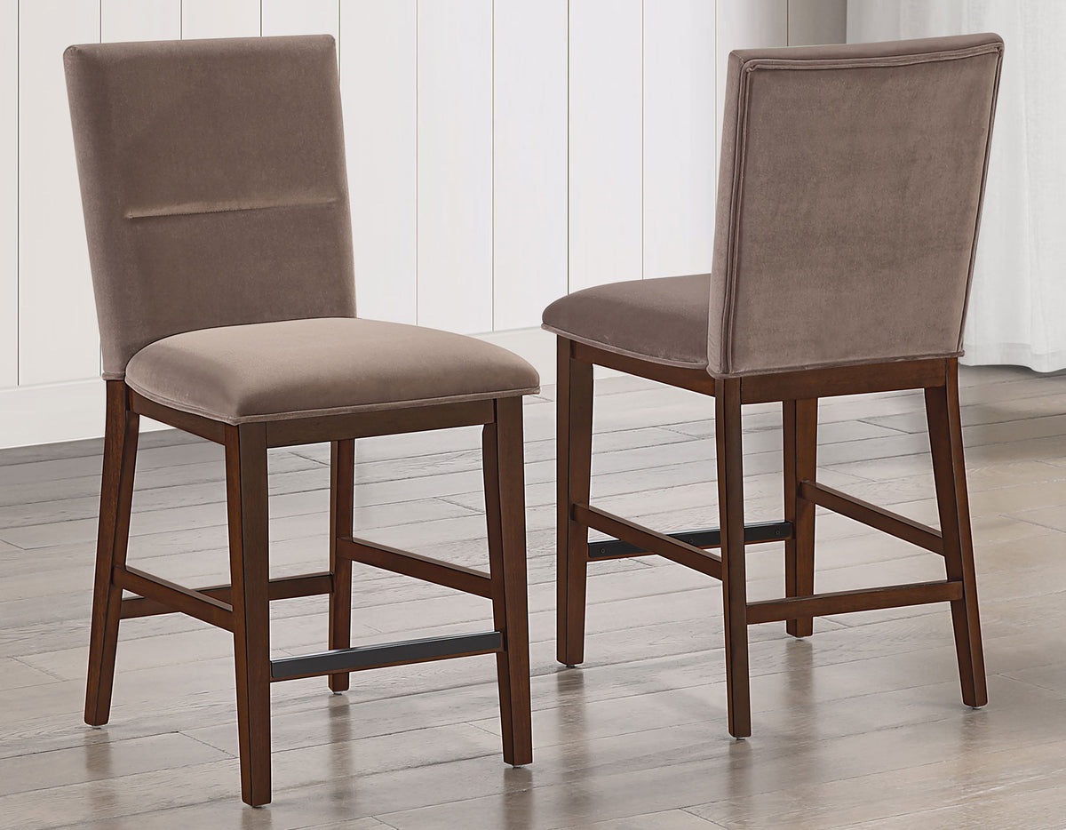 Zen 24″ Counter Chair, Brown Velvet, Set of 2 from Steve Silver - Luna Furniture