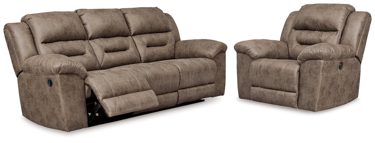 Stoneland Fossil Reclining Sofa and Power Recliner from Ashley - Luna Furniture