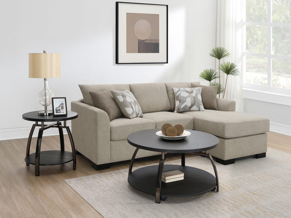 Storey Camel Upholstered Sleeper Sectional Chaise Sofa