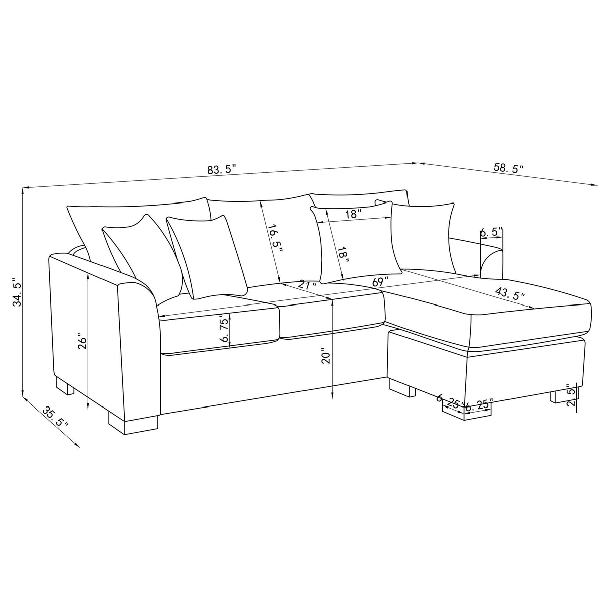 Storey Camel Upholstered Sleeper Sectional Chaise Sofa from Coaster - Luna Furniture