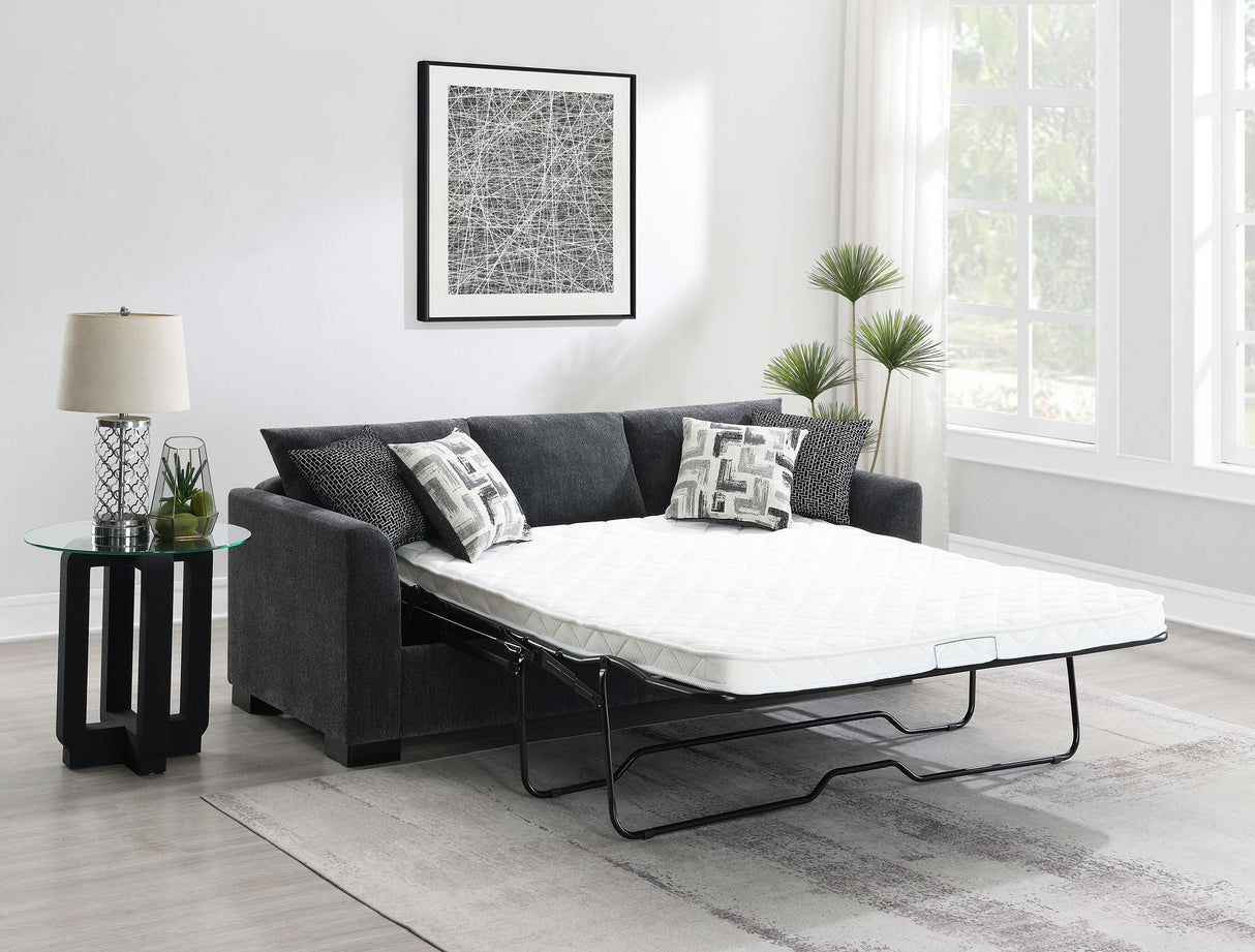 Storey Dark Gray Upholstered Sleeper Sectional Chaise Sofa from Coaster - Luna Furniture