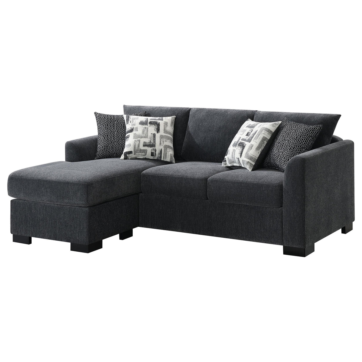 Storey Dark Gray Upholstered Sleeper Sectional Chaise Sofa from Coaster - Luna Furniture