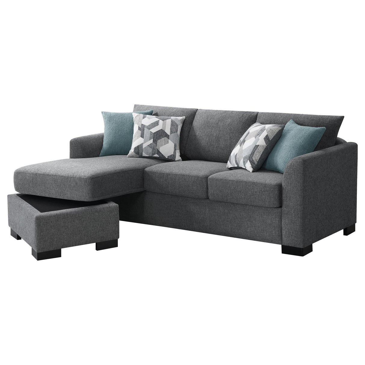Storey Gray Upholstered Sleeper Sectional Chaise Sofa from Coaster - Luna Furniture