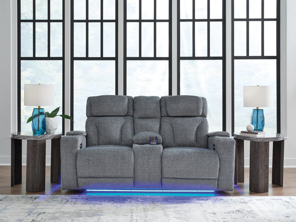 Studio Cave Steel Power Reclining Loveseat with Console