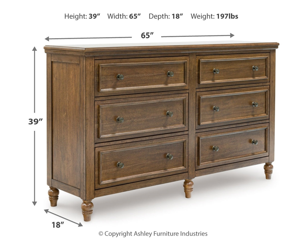 Sturlayne California King Upholstered Panel Bed with Dresser and 2 Nightstands in Brown from Ashley - Luna Furniture