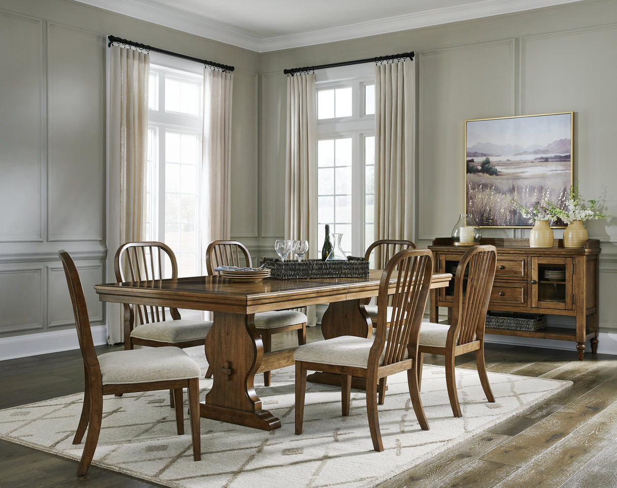 Sturlayne Brown Dining Table and 6 Chairs from Ashley - Luna Furniture