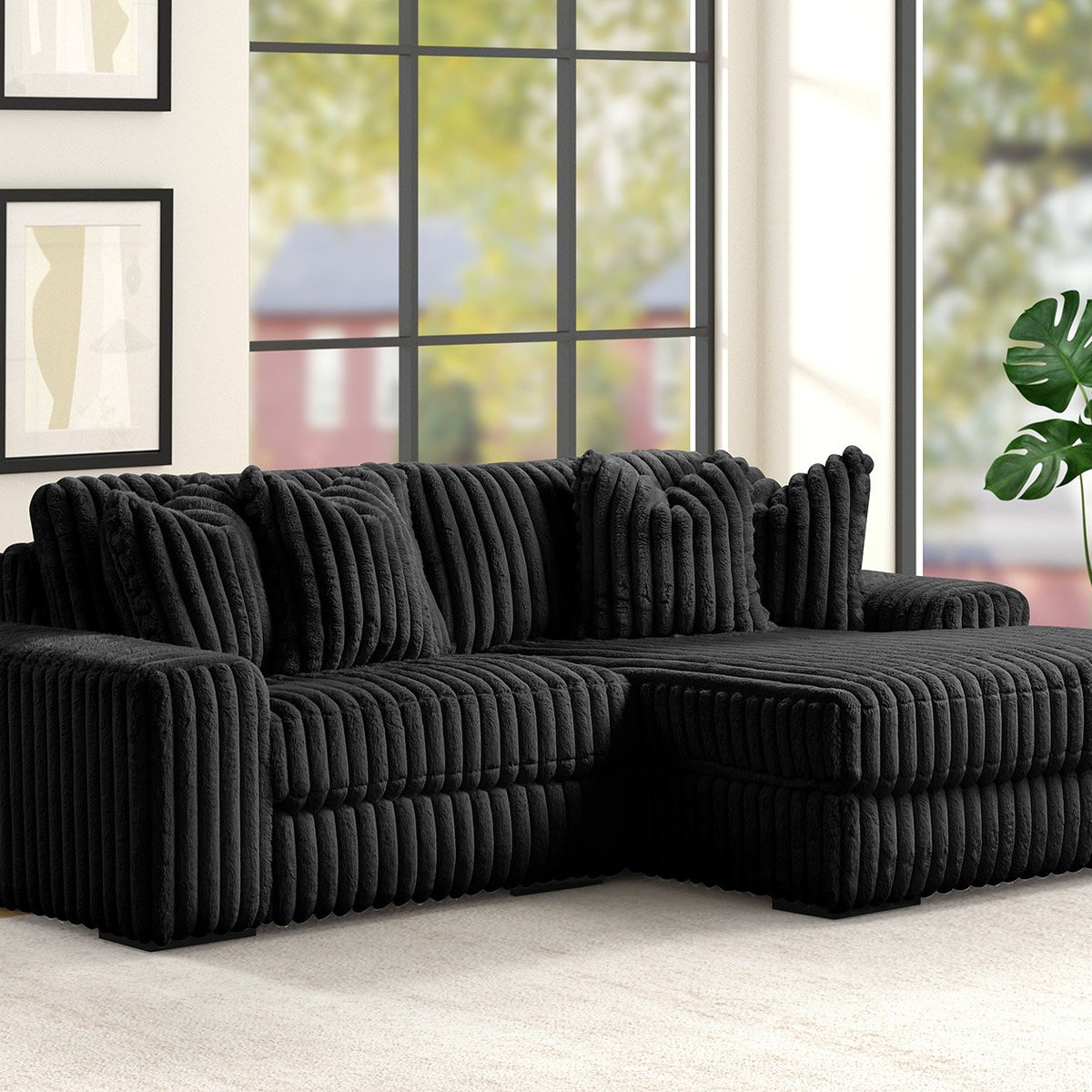 remix 2pc tobacco sectional sofa Sunday Black 2-Piece RAF Sectional