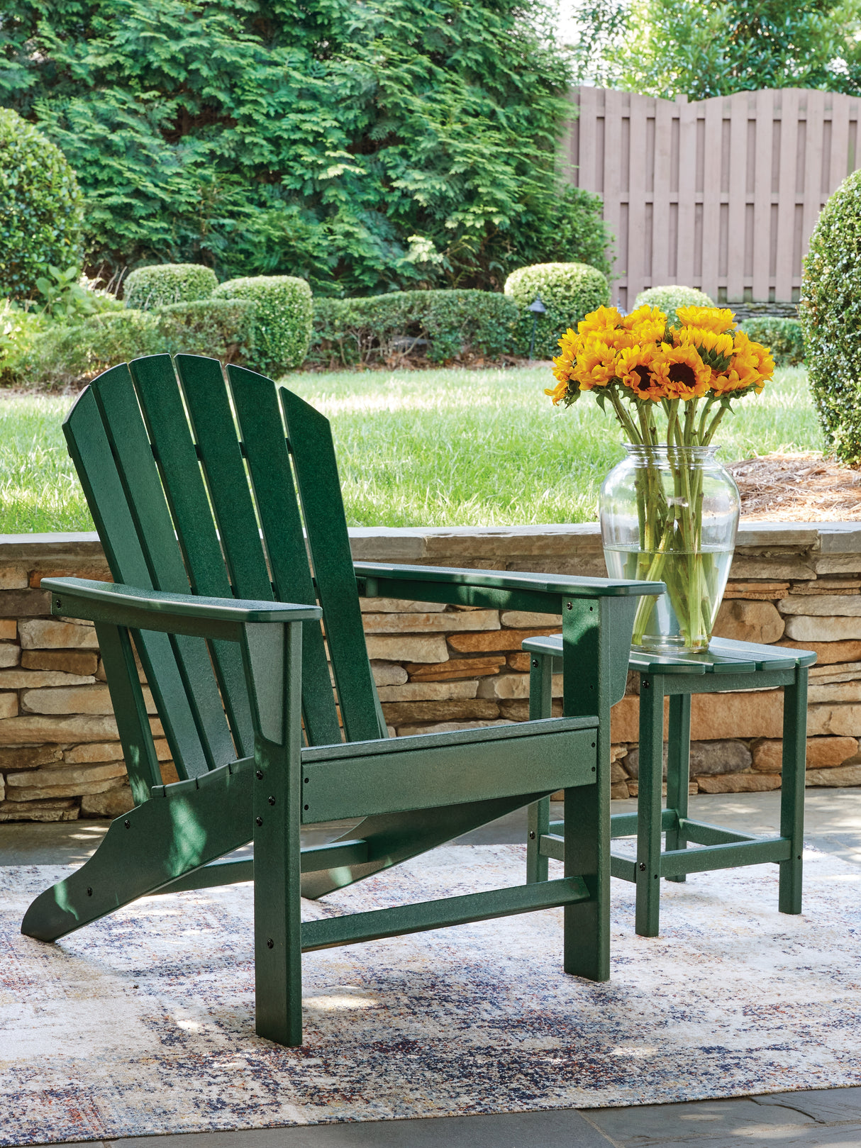 Sundown Shores Adirondack Chair with End table in Green from Ashley Furniture - Luna Furniture