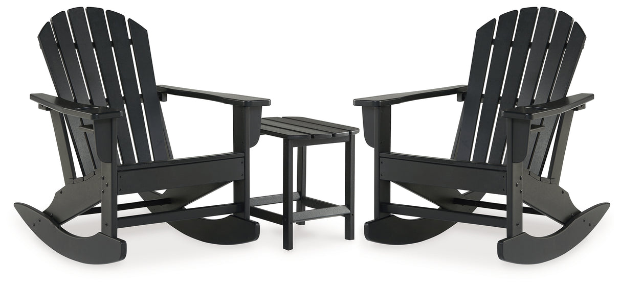 Sundown Treasure 2 Outdoor Chairs with End Table in Black from Ashley - Luna Furniture