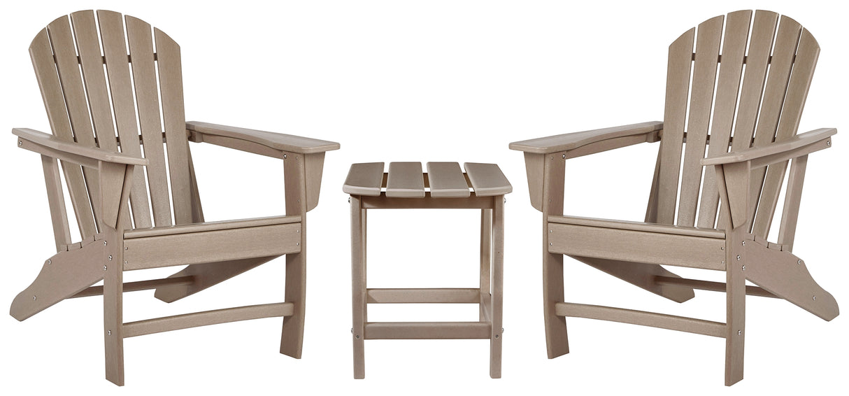Sundown Treasure 2 Outdoor Chairs with End Table in Driftwood from Ashley - Luna Furniture