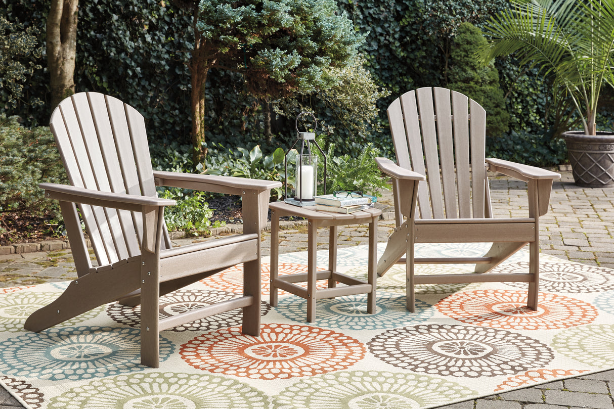 Sundown Treasure Driftwood 4 Adirondack Chairs and Outdoor End Table from Ashley - Luna Furniture