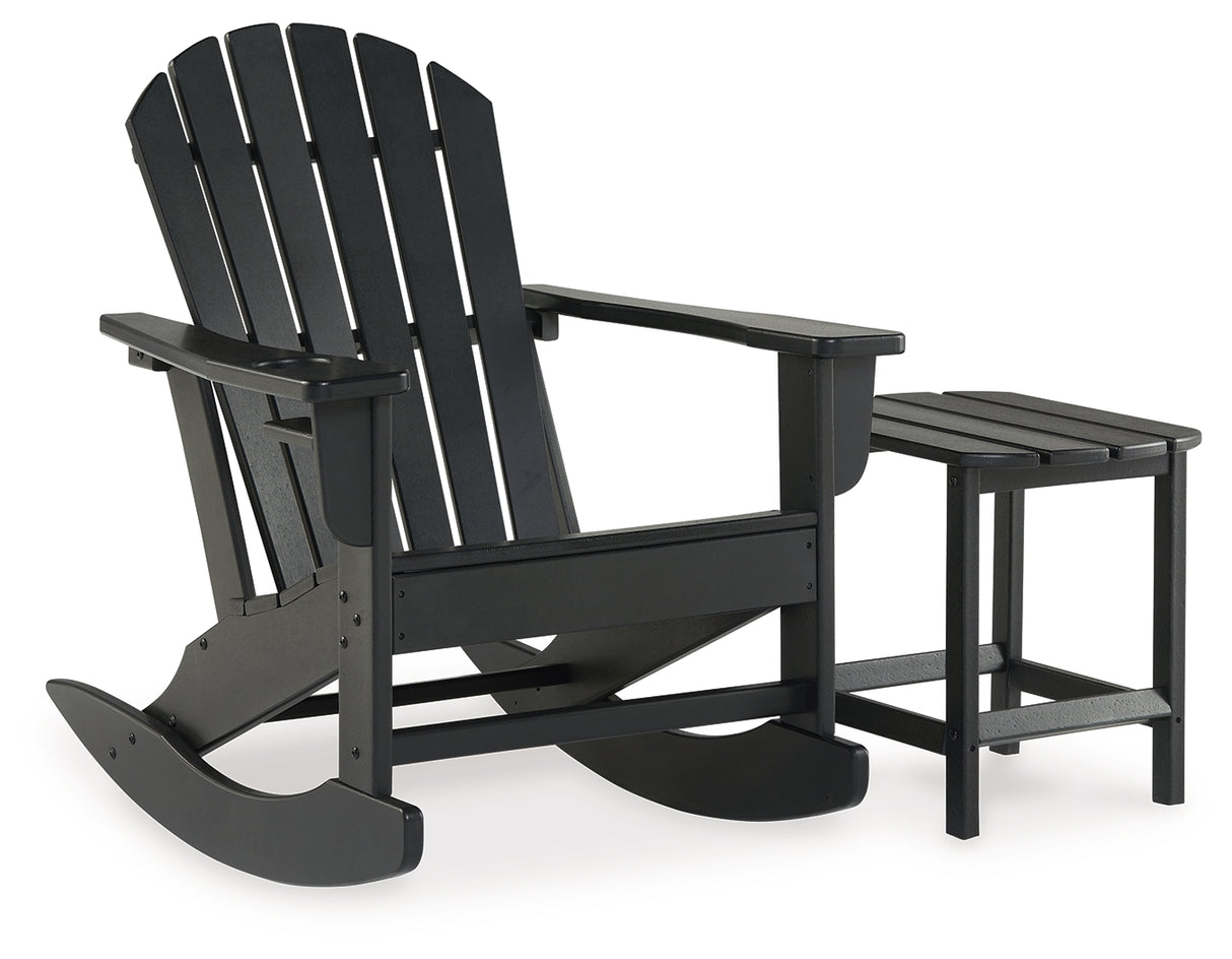Sundown Treasure Outdoor Chair with End Table in Black from Ashley - Luna Furniture